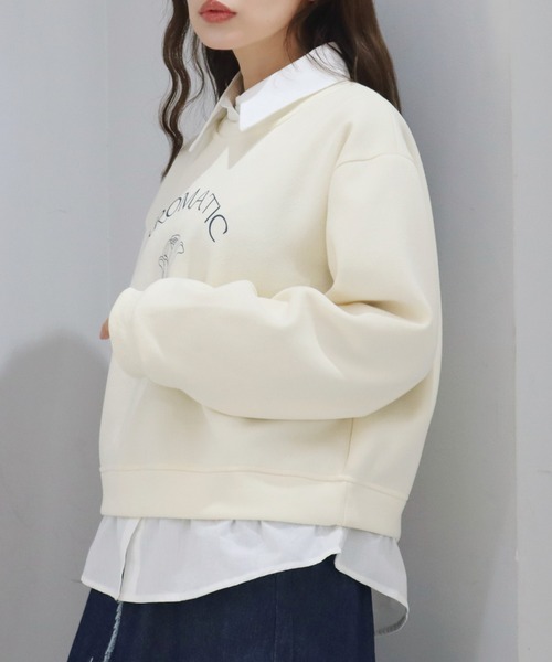 CECIL McBEE（セシルマクビー）の「シャツドッキングプルオーバー（スウェット・レディース・アイボリー/グレー・MEDIUM）」の8枚目の写真