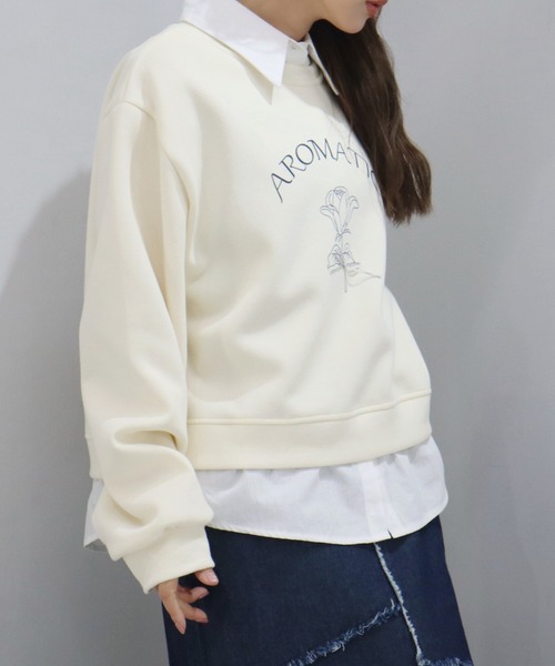 CECIL McBEE（セシルマクビー）の「シャツドッキングプルオーバー（スウェット・レディース・アイボリー/グレー・MEDIUM）」の10枚目の写真