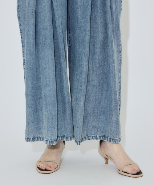 Paradise Picnic（パラダイスピクニック）の「33℃ タックテンセルワイドパンツ（デニムパンツ・レディース・ブルー/ブラック・FREE）」の17枚目の写真