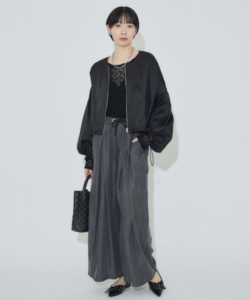 Paradise Picnic（パラダイスピクニック）の「33℃ タックテンセルワイドパンツ（デニムパンツ・レディース・ブルー/ブラック・FREE）」の3枚目の写真