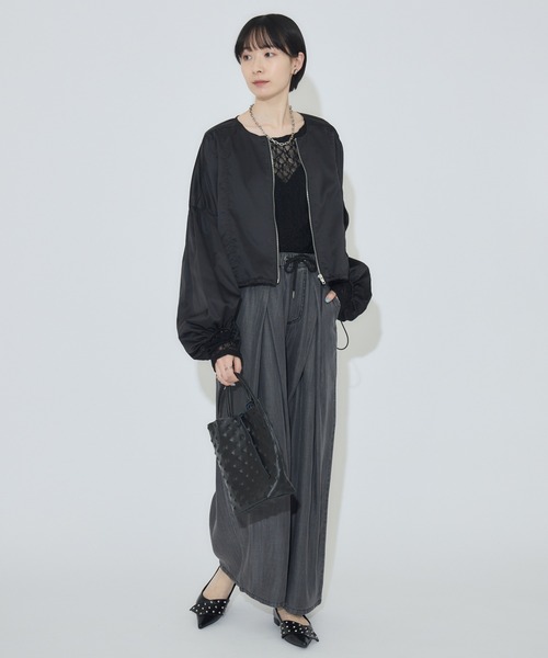 Paradise Picnic（パラダイスピクニック）の「33℃ タックテンセルワイドパンツ（デニムパンツ・レディース・ブルー/ブラック・FREE）」の4枚目の写真