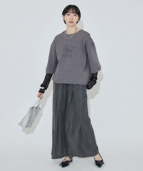 Paradise Picnic（パラダイスピクニック）の「33℃ タックテンセルワイドパンツ（デニムパンツ・レディース・ブルー/ブラック・FREE）」の7枚目の写真