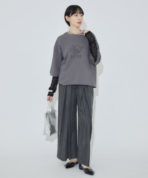 Paradise Picnic（パラダイスピクニック）の「33℃ タックテンセルワイドパンツ（デニムパンツ・レディース・ブルー/ブラック・FREE）」の8枚目の写真