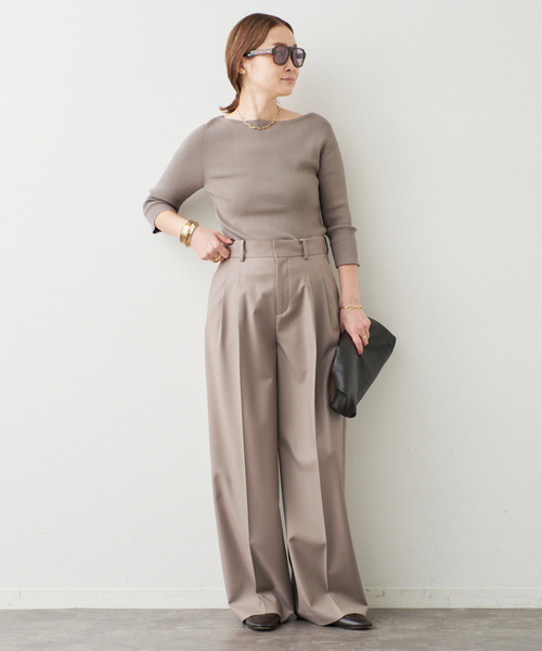 Deuxieme Classe（ドゥーズィエムクラス）の「ICE Rib Boat Neck プルオーバー（ニット/セーター・レディース・ベージュ/ネイビー/グレー・FREE）」の5枚目の写真