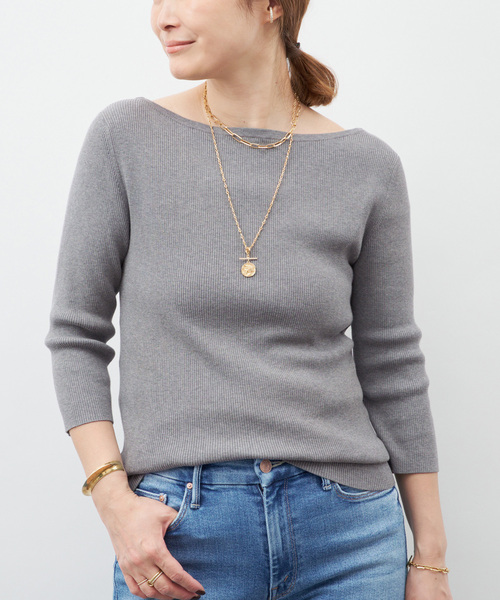 Deuxieme Classe（ドゥーズィエムクラス）の「ICE Rib Boat Neck プルオーバー（ニット/セーター・レディース・ベージュ/ネイビー/グレー・FREE）」の7枚目の写真