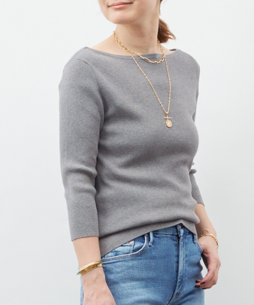 Deuxieme Classe（ドゥーズィエムクラス）の「ICE Rib Boat Neck プルオーバー（ニット/セーター・レディース・ベージュ/ネイビー/グレー・FREE）」の8枚目の写真