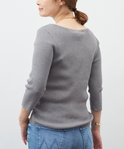 Deuxieme Classe（ドゥーズィエムクラス）の「ICE Rib Boat Neck プルオーバー（ニット/セーター・レディース・ベージュ/ネイビー/グレー・FREE）」の9枚目の写真