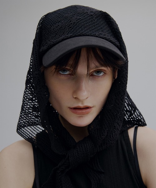 Ameri(アメリ)の「MESH DAMASK EMBROIDERY CAP(キャップ・レディース・ブラック/アイボリー・FREE)」の8枚目の写真