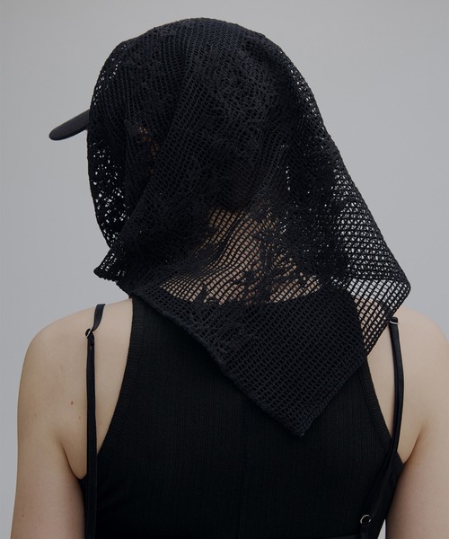 Ameri(アメリ)の「MESH DAMASK EMBROIDERY CAP(キャップ・レディース・ブラック/アイボリー・FREE)」の9枚目の写真