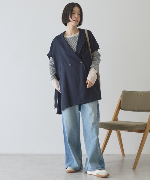 AMERICAN HOLIC(アメリカンホリック)の「【花粉防止加工】サイドスリットベスト(テーラードジャケット・レディース・ダークネイビー/ベージュ・FREE)」の21枚目の写真
