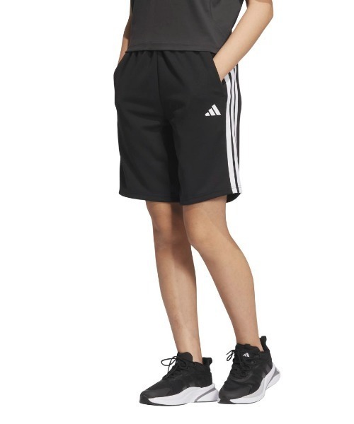 adidas(アディダス)の「アディダス adidas スリーストライプス レギュラーフィット ダブルニットショーツ(その他パンツ・レディース・ブラック×ホワイト/ブラック×ブラック・S/XL/M/L)」の1枚目の写真