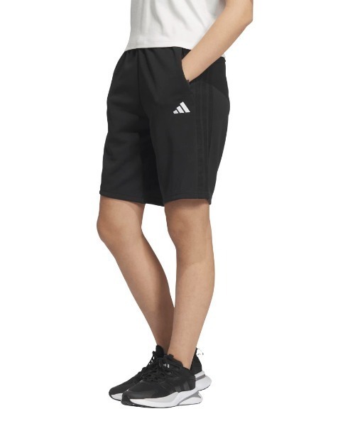 adidas(アディダス)の「アディダス adidas スリーストライプス レギュラーフィット ダブルニットショーツ(その他パンツ・レディース・ブラック×ホワイト/ブラック×ブラック・S/XL/M/L)」の2枚目の写真