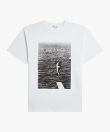 メンズ フォト メッセージ プリント コットン 半袖 Tシャツ "On aime le cinema!"