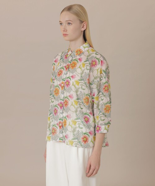 MACKINTOSH LONDON（マッキントッシュ ロンドン）の「【婦人画報4月号掲載】【BIBURY FLOWER】ドローイングカラフルバイブリーブラウス（シャツ/ブラウス・レディース・オフホワイト・38）」の4枚目の写真