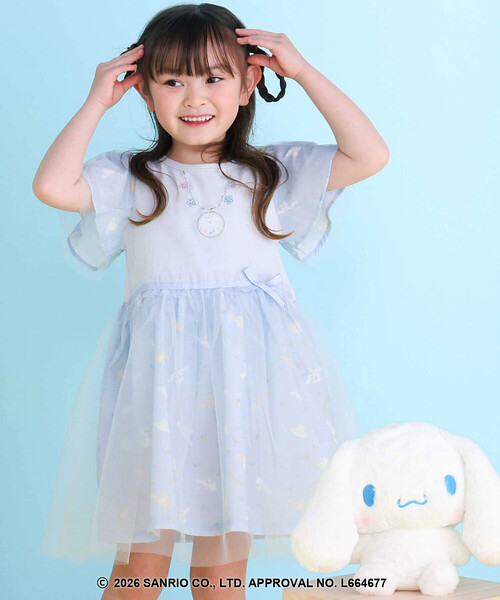 SLAP SLIP（スラップスリップ）の「【シナモロール/ポムポムプリン×SLAPSLIP】総柄プリントふわっとチュールフレアワンピース(90~130cm)（ワンピース・キッズ・ブルー/イエロー・130cm/120cm/90cm/110cm/100cm）」の2枚目の写真