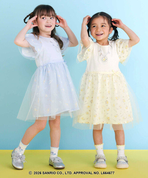 SLAP SLIP（スラップスリップ）の「【シナモロール/ポムポムプリン×SLAPSLIP】総柄プリントふわっとチュールフレアワンピース(90~130cm)（ワンピース・キッズ・ブルー/イエロー・130cm/120cm/90cm/110cm/100cm）」の3枚目の写真