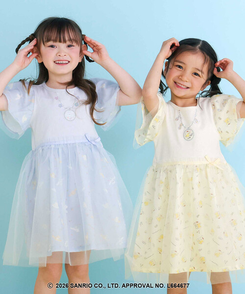 SLAP SLIP（スラップスリップ）の「【シナモロール/ポムポムプリン×SLAPSLIP】総柄プリントふわっとチュールフレアワンピース(90~130cm)（ワンピース・キッズ・ブルー/イエロー・130cm/120cm/90cm/110cm/100cm）」の4枚目の写真