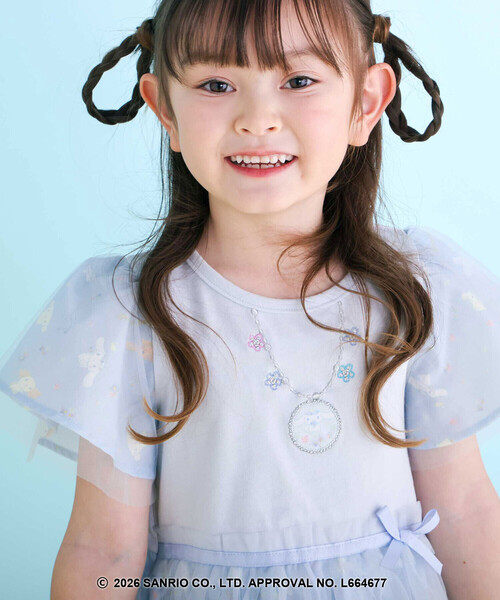 SLAP SLIP（スラップスリップ）の「【シナモロール/ポムポムプリン×SLAPSLIP】総柄プリントふわっとチュールフレアワンピース(90~130cm)（ワンピース・キッズ・ブルー/イエロー・130cm/120cm/90cm/110cm/100cm）」の5枚目の写真