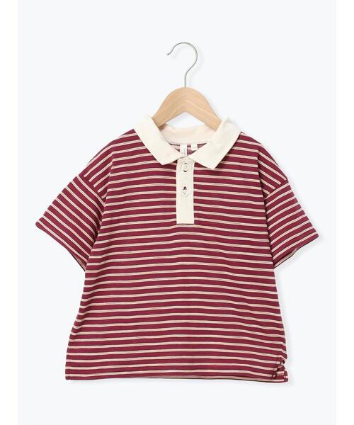 Samansa Mos2 Lagom(サマンサモスモスラーゴム)の「マルチボーダーポロシャツ(Tシャツ/カットソー・キッズ・ネイビー/ボルドー・130/95/120/110/100)」の2枚目の写真