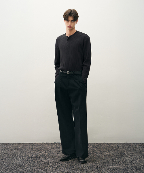 DRAW FIT（ドローフィット）の「リブヘンリーネックTシャツ [チャコール]（Tシャツ/カットソー・メンズ・その他・M/L/XL）」の2枚目の写真