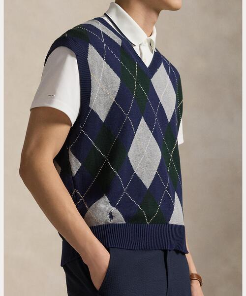 POLO GOLF（ポロ ゴルフ）の「ビッグ フィット パフォーマンス アーガイル セーター ベスト（ベスト・メンズ・グリーン・S/M/L）」の2枚目の写真