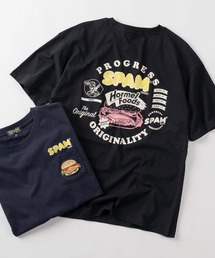 【80】SPAM ワンポイント刺繍 バックプリント クルーネックTシャツ/ユニセックス/レディース/メンズ