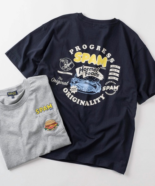 SlashDate（スラッシュデイト）の「【80】SPAM ワンポイント刺繍 バックプリント クルーネックTシャツ/ユニセックス/レディース/メンズ（Tシャツ/カットソー・メンズ・ブルー系その他/グレー系その他/ブラック/ネイビー/ホワイト系その他/ホワイト/グレー/ブラック系その他・L/M）」の8枚目の写真