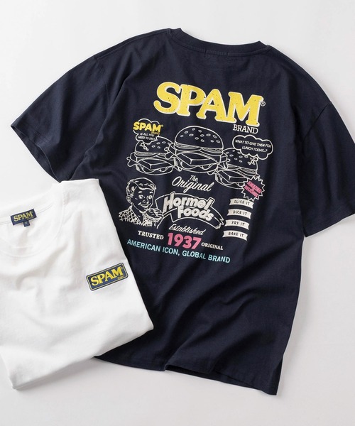 SlashDate（スラッシュデイト）の「【80】SPAM ワンポイント刺繍 バックプリント クルーネックTシャツ/ユニセックス/レディース/メンズ（Tシャツ/カットソー・メンズ・ブルー系その他/グレー系その他/ブラック/ネイビー/ホワイト系その他/ホワイト/グレー/ブラック系その他・L/M）」の7枚目の写真