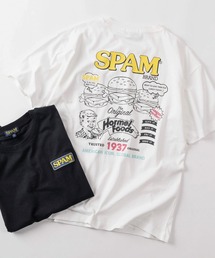 SlashDate | 【80】SPAM ワンポイント刺繍 バックプリント クルーネックTシャツ/ユニセックス/レディース/メンズ(Tシャツ/カットソー)