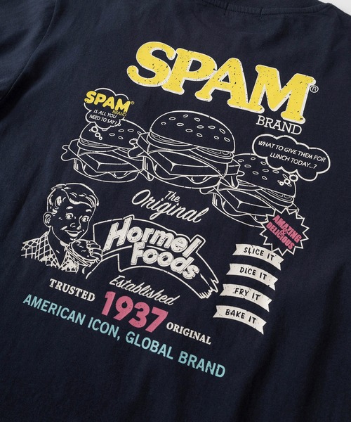 SlashDate（スラッシュデイト）の「【80】SPAM ワンポイント刺繍 バックプリント クルーネックTシャツ/ユニセックス/レディース/メンズ（Tシャツ/カットソー・メンズ・ブルー系その他/グレー系その他/ブラック/ネイビー/ホワイト系その他/ホワイト/グレー/ブラック系その他・L/M）」の12枚目の写真