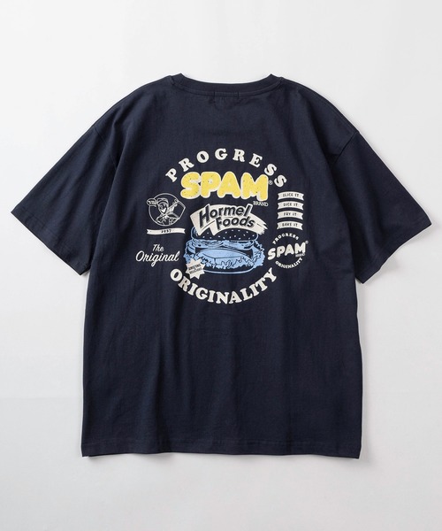 SlashDate（スラッシュデイト）の「【80】SPAM ワンポイント刺繍 バックプリント クルーネックTシャツ/ユニセックス/レディース/メンズ（Tシャツ/カットソー・メンズ・ブルー系その他/グレー系その他/ブラック/ネイビー/ホワイト系その他/ホワイト/グレー/ブラック系その他・L/M）」の14枚目の写真