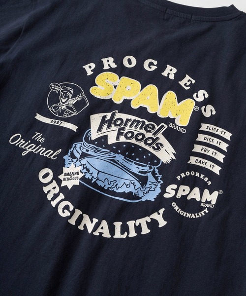 SlashDate（スラッシュデイト）の「【80】SPAM ワンポイント刺繍 バックプリント クルーネックTシャツ/ユニセックス/レディース/メンズ（Tシャツ/カットソー・メンズ・ブルー系その他/グレー系その他/ブラック/ネイビー/ホワイト系その他/ホワイト/グレー/ブラック系その他・L/M）」の16枚目の写真