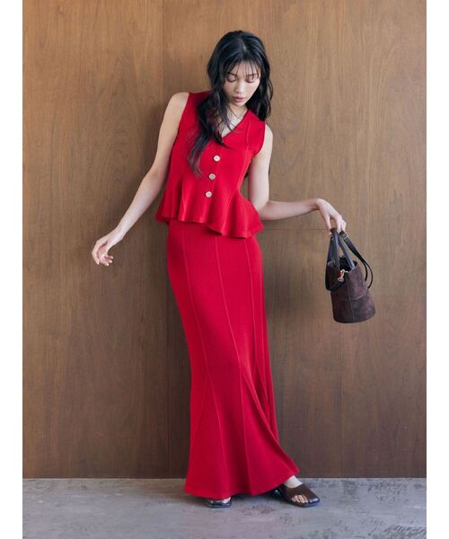 LAGUNAMOON(ラグナムーン)の「マーメイドリブニットスカート(スカート・レディース・レッド/ブラック/ベージュ・MEDIUM/SMALL)」の6枚目の写真