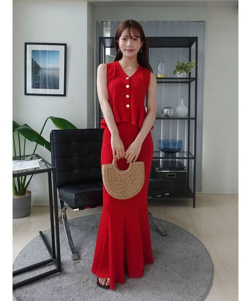 LAGUNAMOON(ラグナムーン)の「マーメイドリブニットスカート 【夏服】 【セットアップ対応】(スカート・レディース・レッド/ブラック/ベージュ/ブラウン・MEDIUM/SMALL)」の7枚目の写真