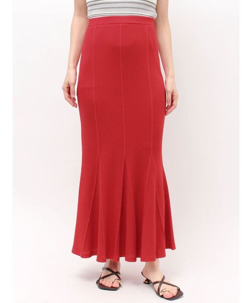 LAGUNAMOON(ラグナムーン)の「マーメイドリブニットスカート 【夏服】 【セットアップ対応】(スカート・レディース・レッド/ブラック/ベージュ・MEDIUM/SMALL)」の13枚目の写真
