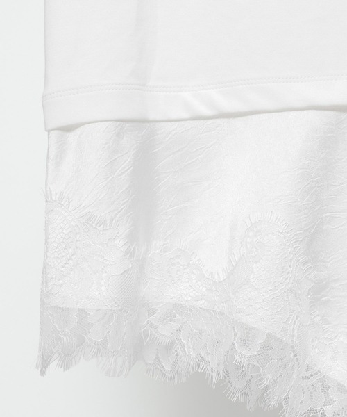 mysty woman（ミスティウーマン）の「イレヘムレースドッキングTEE　712942（Tシャツ/カットソー・レディース・ブラック/グレー/オフホワイト・FREE）」の19枚目の写真