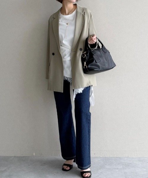 mysty woman(ミスティウーマン)の「イレヘムレースドッキングTEE 712942(Tシャツ/カットソー・レディース・ブラック/グレー/オフホワイト・FREE)」の21枚目の写真