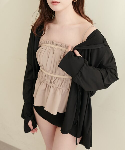 natural couture(ナチュラルクチュール)の「【水着】【sherbet line】ラッシュガード(ラッシュガード・レディース・ミント/ブラック/アイボリー・FREE)」の3枚目の写真