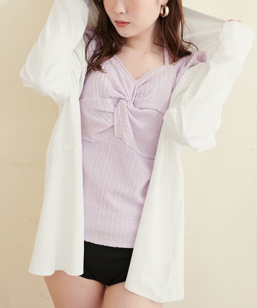natural couture(ナチュラルクチュール)の「【水着】【sherbet line】ラッシュガード(ラッシュガード・レディース・ミント/ブラック/アイボリー・FREE)」の7枚目の写真