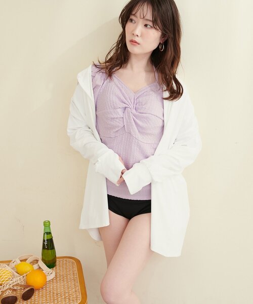 natural couture(ナチュラルクチュール)の「【水着】【sherbet line】ラッシュガード(ラッシュガード・レディース・ミント/ブラック/アイボリー・FREE)」の9枚目の写真