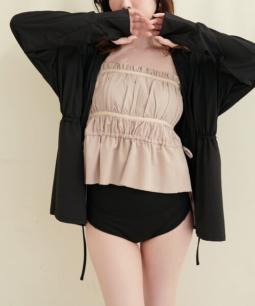 natural couture(ナチュラルクチュール)の「【水着】【sherbet line】ラッシュガード(ラッシュガード・レディース・ミント/ブラック/アイボリー・FREE)」の14枚目の写真