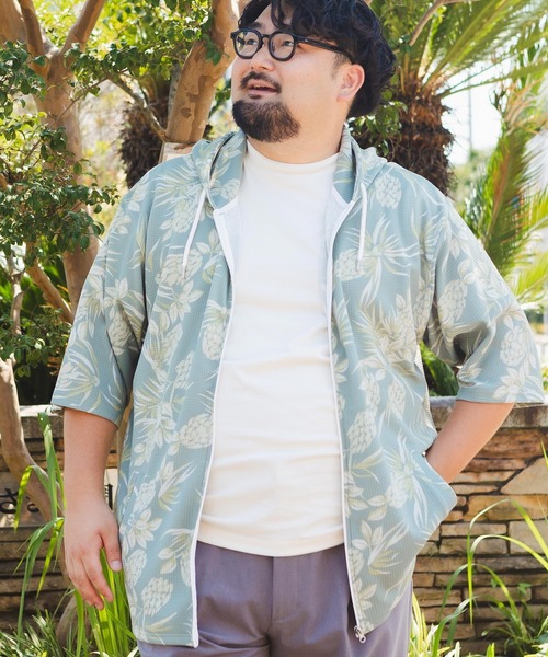 パーカー 半袖 快ラクWEAR メンズ 大きいサイズ ストレッチ ドライ
