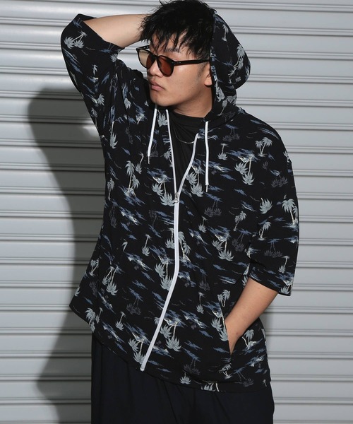 キャピタル刺し子半袖パーカー パーカー 半袖 快ラクWEAR メンズ 大きいサイズ ストレッチ ドライ