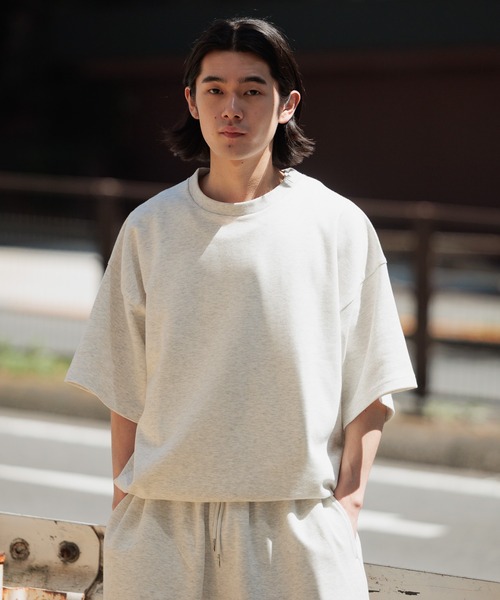 BAYFLOW（ベイフロー）の「[WEB限定]機能性2WAYポンチドロストベーシックTEE【接触冷感/吸水速乾/UVカット/遮熱】（Tシャツ/カットソー・メンズ・ベージュ/チャコールグレー/杢グレー/ブラック/オリーブ・SMALL/MEDIUM/LARGE）」の19枚目の写真