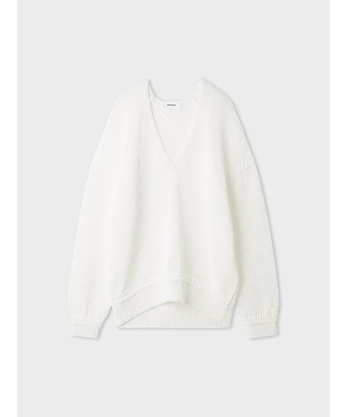 MIESROHE(ミースロエ)の「リネンタッチイージーVネックニット(ニット/セーター・レディース・イエロー/ミント/ホワイト・F)」の12枚目の写真