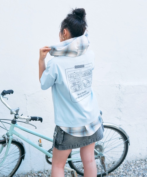 LOVETOXIC（ラブトキシック）の「【綿100%/GOODPRICE】アニマルフレンズ4カットモチーフ半T（Tシャツ/カットソー・キッズ・ラベンダー/チャコール/オフホワイト/サックスブルー・M:150cm/L:160cm/S:140cm/130cm）」の9枚目の写真