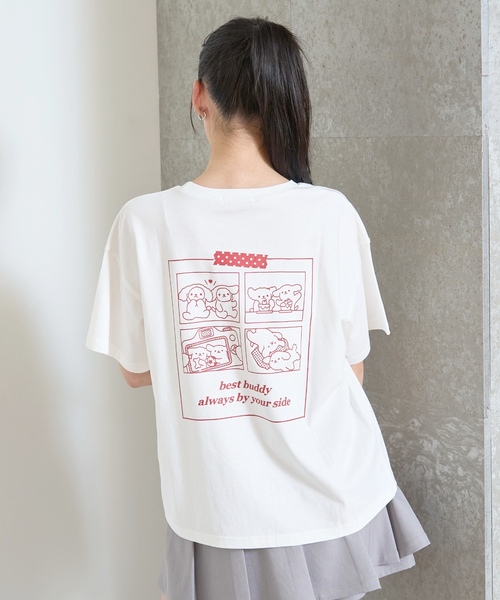 LOVETOXIC（ラブトキシック）の「【綿100%/GOODPRICE】アニマルフレンズ4カットモチーフ半T（Tシャツ/カットソー・キッズ・ラベンダー/チャコール/オフホワイト/サックスブルー・M:150cm/L:160cm/S:140cm/130cm）」の11枚目の写真
