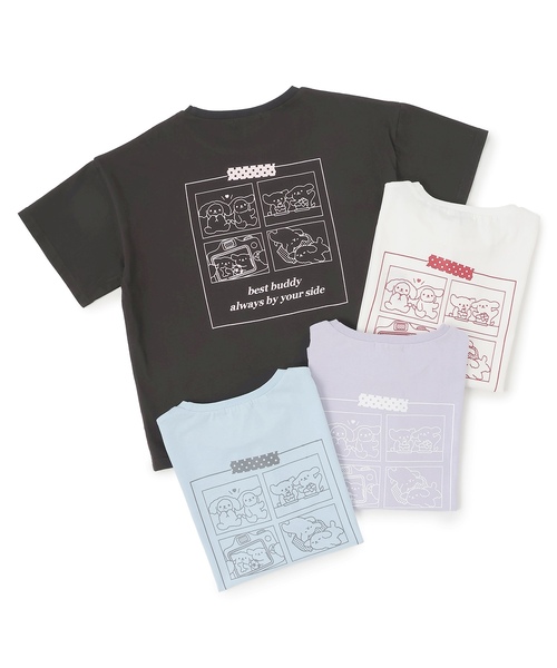 LOVETOXIC（ラブトキシック）の「【綿100%/GOODPRICE】アニマルフレンズ4カットモチーフ半T（Tシャツ/カットソー・キッズ・ラベンダー/チャコール/オフホワイト/サックスブルー・M:150cm/L:160cm/S:140cm/130cm）」の16枚目の写真