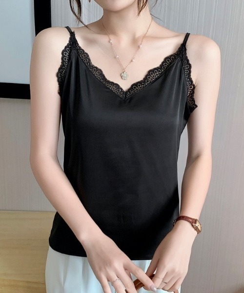 yuue' ( wear )（ユーイ）の「レース付きサテンキャミソール（キャミソール・レディース・グレー/ブラック/ホワイト/ベージュ・M/L）」の16枚目の写真