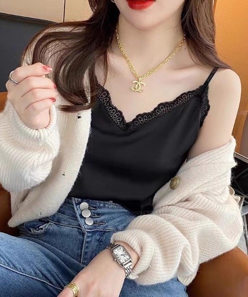 yuue' ( wear )（ユーイ）の「レース付きサテンキャミソール（キャミソール・レディース・グレー/ブラック/ホワイト/ベージュ・M/L）」の19枚目の写真